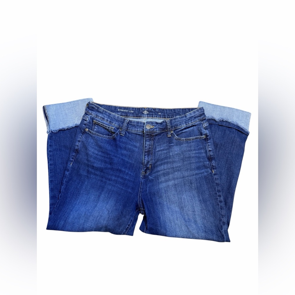 St. John’s Bay Women’s Straight Leg Long Capri Jeans in Denim Blue Size 16